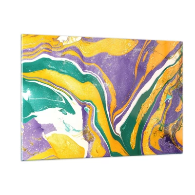 Billede på glas - Bølger af farver - 120x80 cm
