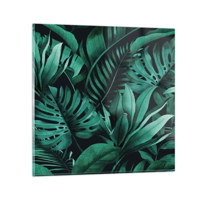 Billede på glas - Dyb tropisk grøn - 30x30 cm