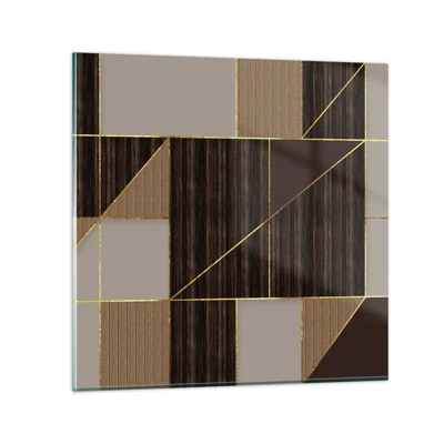 Billede på glas - En mosaik af brune og gyldne farver - 60x60 cm
