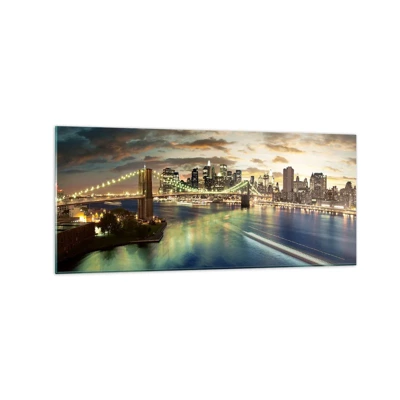 Billede på glas - En oplyst aften over Manhattan - 120x50 cm