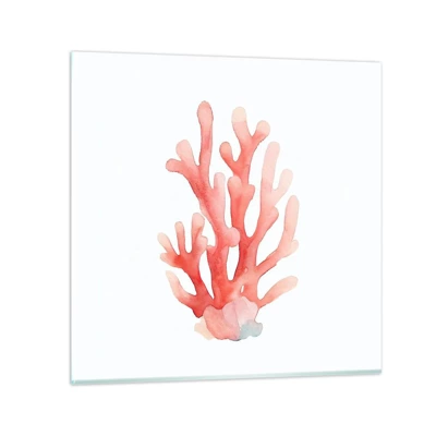 Billede på glas - Farven koral - 50x50 cm