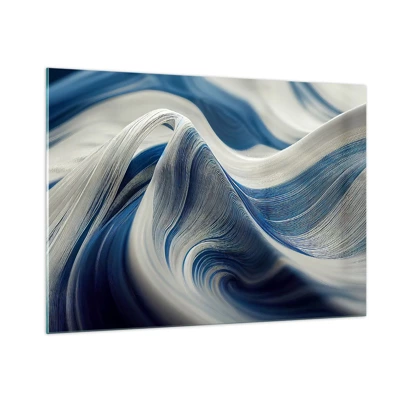 Billede på glas - Flydende blå og hvide farver - 100x70 cm