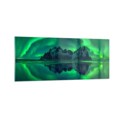 Billede på glas - I auroraens arme - 100x40 cm