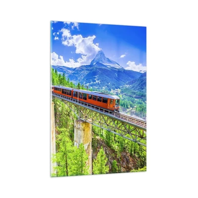 Billede på glas - Jernbane til Alperne - 80x120 cm