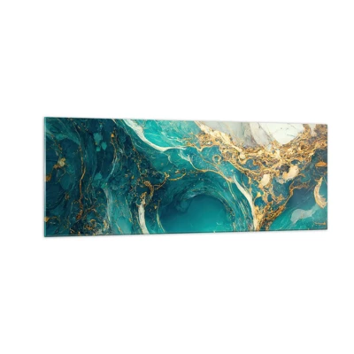 Billede på glas - Komposition med årer af guld - 140x50 cm