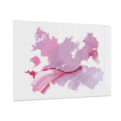 Billede på glas - Kort over en lyserød verden - 100x70 cm