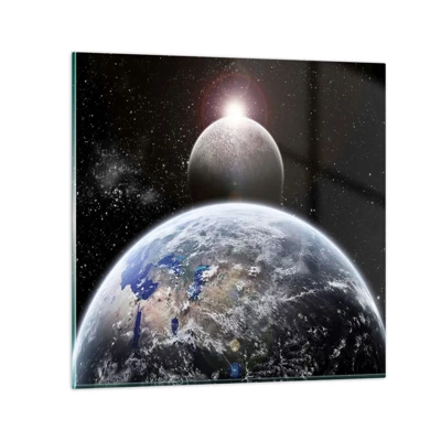 Billede på glas - Kosmisk landskab - solopgang - 60x60 cm