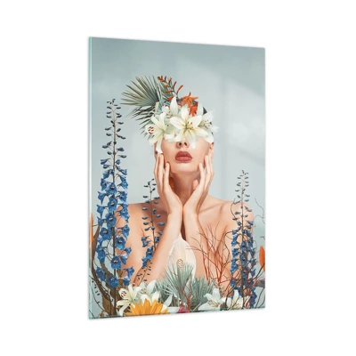 Billede på glas - Kvinde blomst - 50x70 cm