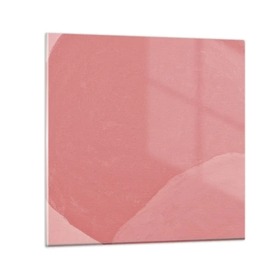 Billede på glas - Organisk komposition i pink - 70x70 cm