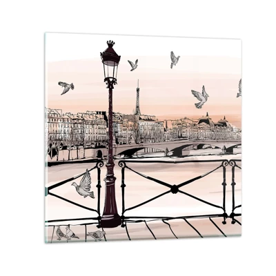 Billede på glas - Over Paris' hustage - 40x40 cm