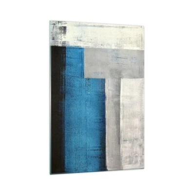 Billede på glas - Poetisk komposition af grå og blå - 70x100 cm