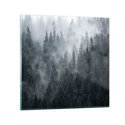 Billede på glas - Skovens daggry - 40x40 cm