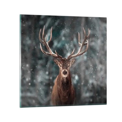Billede på glas - Skovens konge kronet - 60x60 cm