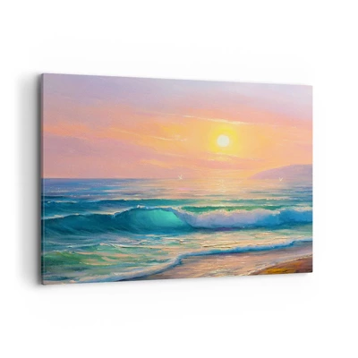 Lærredstryk - Billede på lærred - Bølgernes turkisfarvede sang - 100x70 cm