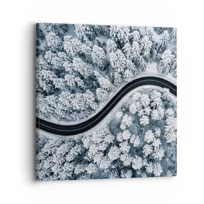 Lærredstryk - Billede på lærred - Gennem en vinterskov - 30x30 cm