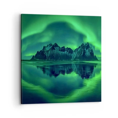 Lærredstryk - Billede på lærred - I auroraens arme - 70x70 cm