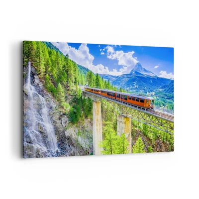 Lærredstryk - Billede på lærred - Jernbane til Alperne - 100x70 cm