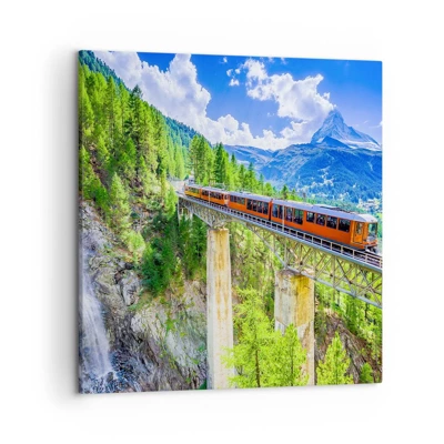 Lærredstryk - Billede på lærred - Jernbane til Alperne - 50x50 cm