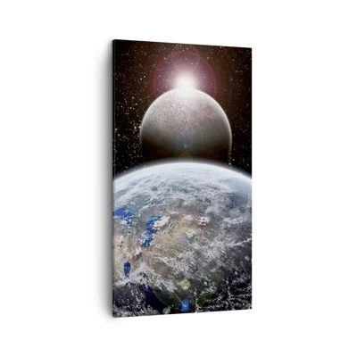 Lærredstryk - Billede på lærred - Kosmisk landskab - solopgang - 45x80 cm