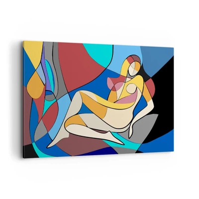 Lærredstryk - Billede på lærred - Kubistisk nøgen - 100x70 cm