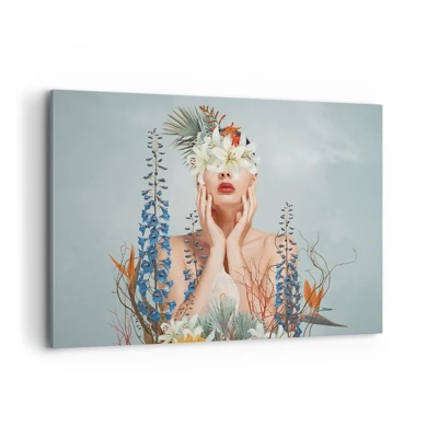 Lærredstryk - Billede på lærred - Kvinde blomst - 120x80 cm