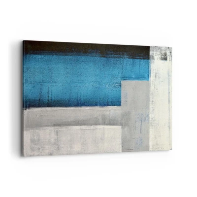 Lærredstryk - Billede på lærred - Poetisk komposition af grå og blå - 120x80 cm