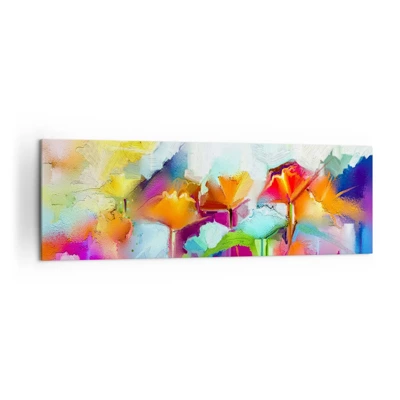 Lærredstryk - Billede på lærred - Regnbuen i blomstring - 160x50 cm