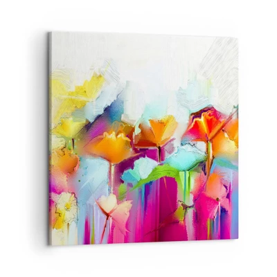 Lærredstryk - Billede på lærred - Regnbuen i blomstring - 50x50 cm