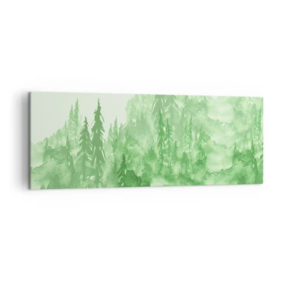 Lærredstryk - Billede på lærred - Sløret af grøn tåge - 140x50 cm