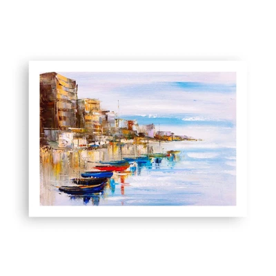 Plakat - Flerfarvet urban havn - 70x50 cm