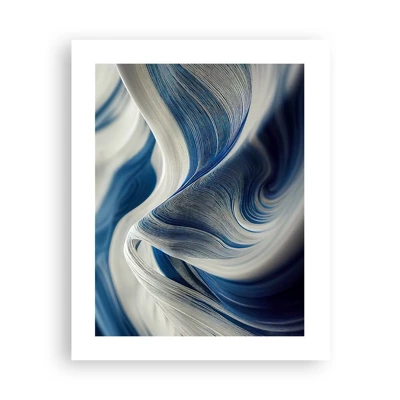 Plakat - Flydende blå og hvide farver - 40x50 cm