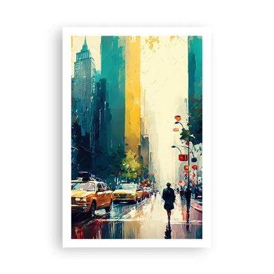 Plakat - New York - her er selv regnen farverig - 61x91 cm