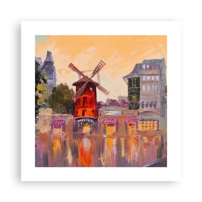 Plakat - Parisiske ikoner - Moulin Rouge - 40x40 cm