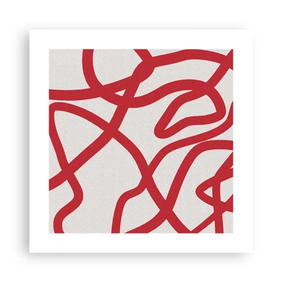 Plakat - Rød på hvid - 40x40 cm