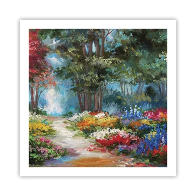 Plakat - Skovhave, blomsterskov - 60x60 cm