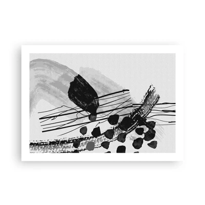 Plakat - Sort og hvid organisk abstraktion - 70x50 cm