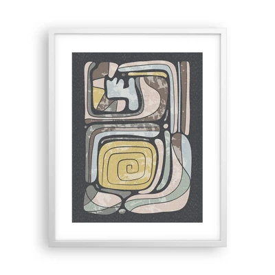 Plakat i hvid ramme - Abstraktion i en præcolumbiansk ånd - 40x50 cm