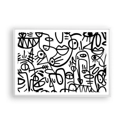 Plakat i hvid ramme - Ansigter og luftspejlinger - 100x70 cm