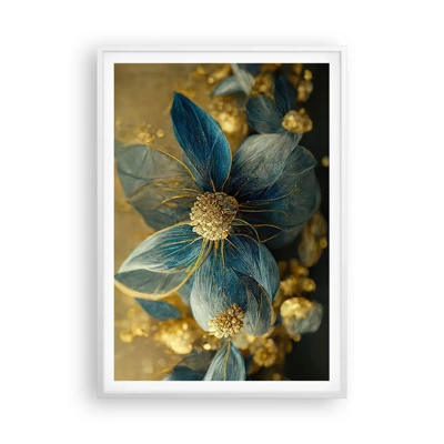 Plakat i hvid ramme - Blomstre med guld - 70x100 cm