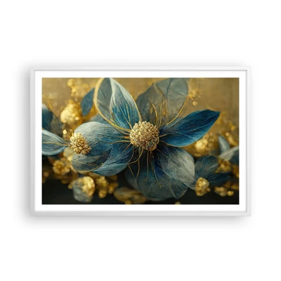 Plakat i hvid ramme - Blomstre med guld - 91x61 cm