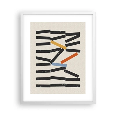 Plakat i hvid ramme - Dominoer - komposition - 40x50 cm