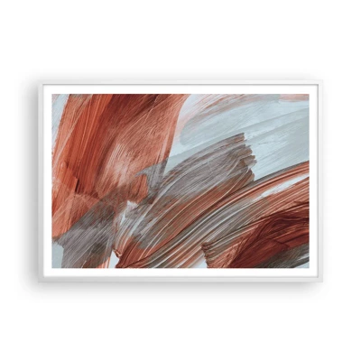 Plakat i hvid ramme - Efterårsagtig og blæsende abstraktion - 100x70 cm
