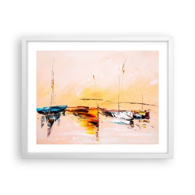 Plakat i hvid ramme - En aften i havnen - 50x40 cm