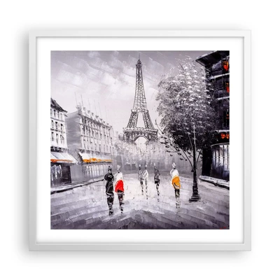 Plakat i hvid ramme - En parisisk spadseretur - 50x50 cm