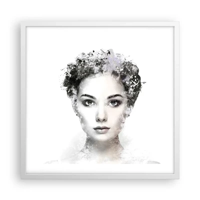 Plakat i hvid ramme - Et meget stilfuldt portræt - 50x50 cm