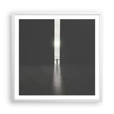 Plakat i hvid ramme - Et skridt mod en lys fremtid - 60x60 cm