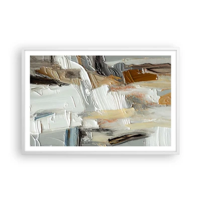 Plakat i hvid ramme - Farverige lagdelinger - 91x61 cm
