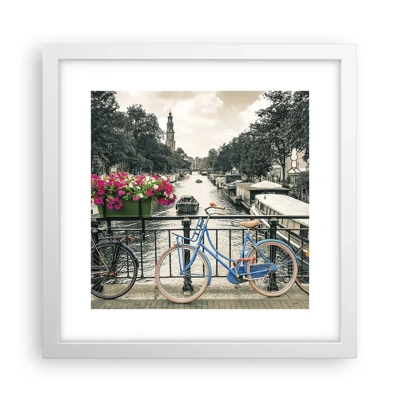 Plakat i hvid ramme - Farverne i Amsterdams gader - 30x30 cm