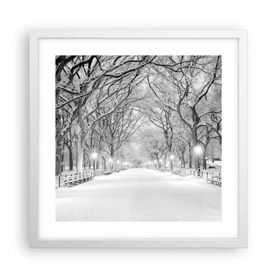 Plakat i hvid ramme - Fire årstider - vinter - 40x40 cm
