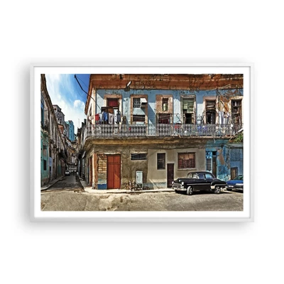 Plakat i hvid ramme - Havana stemning - 100x70 cm